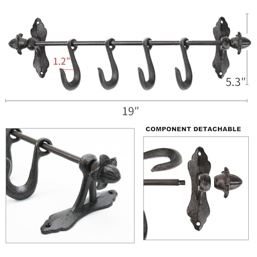 Vintage Cast Iron Wall Hook Rack