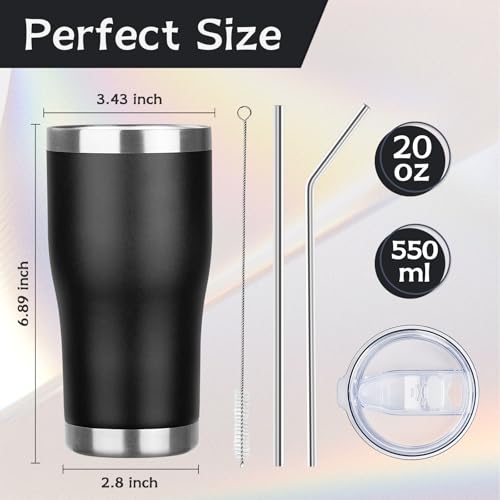 20oz Insulated Tumbler with Lid Straw Travel Coffee Mug (4 Count)