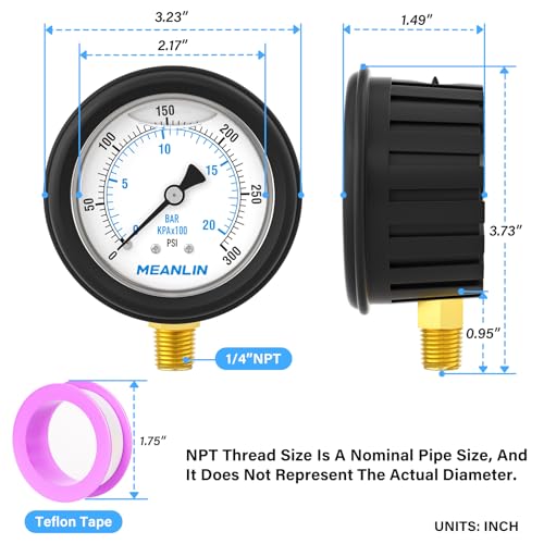 0~300Psi Stainless Steel Liquid Filled Pressure Gauge 1