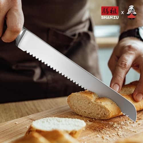 10 Inch Serrated Bread & Sourdough Knife with Wood Handle