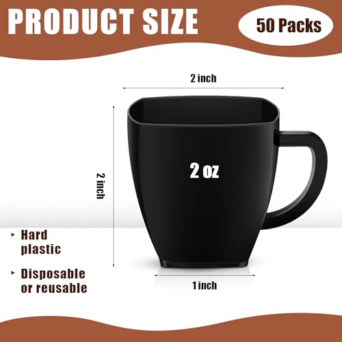 50 Pcs Mini Disposable Tea Cups with Handle (50 Count)