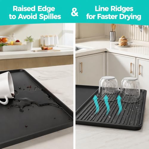 2-in-1 Coffee Mat & Dish Drying Mat Coffee Bar Mats for Countertop Station