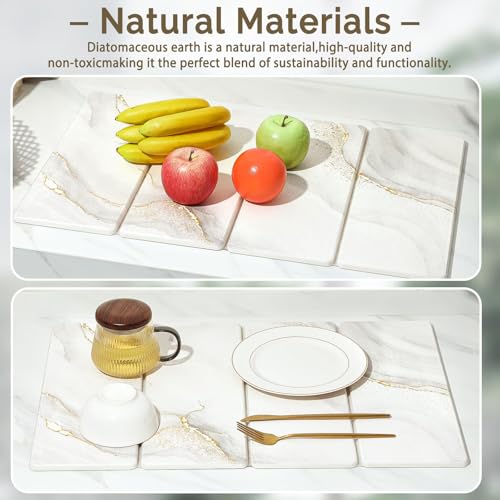 Large Stone Dish Drying Mat for Kitchen Counter (2 Count)