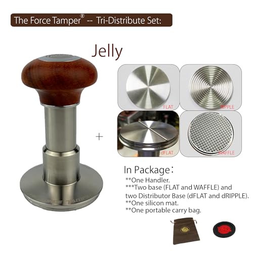 58.50mm TRI Dis Set Reddish Brown Wooden Jellyfish Handle Coffee Tamper