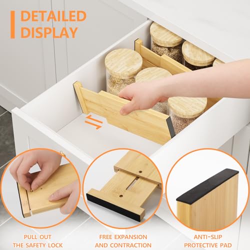 4" High Bamboo Drawer Dividers (4 Count)