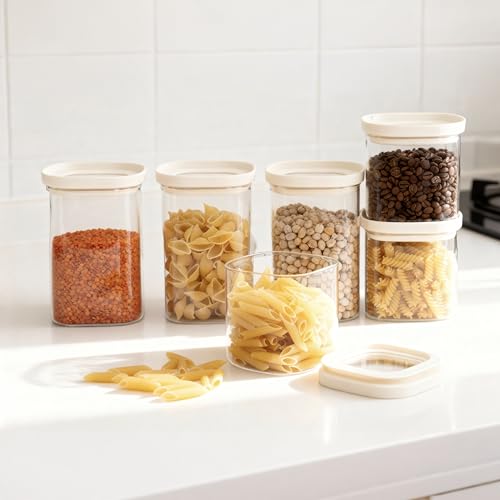Glass Food Storage Jar with Glass Lid in Square Shape (6 Count)