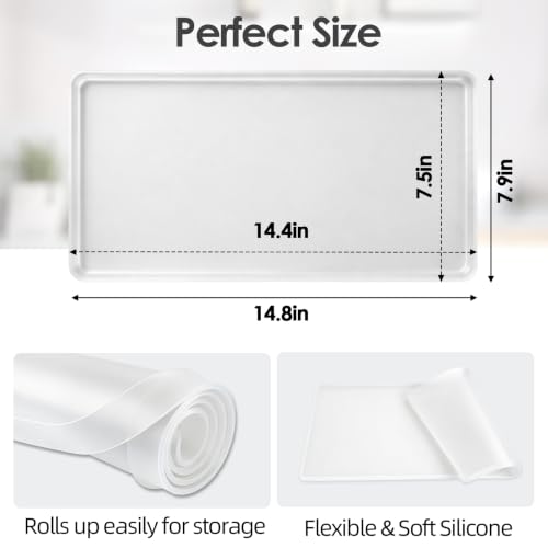 Silicone Coffee Maker Mat with Lip for Countertops 14.8''x7.9'' Translucent