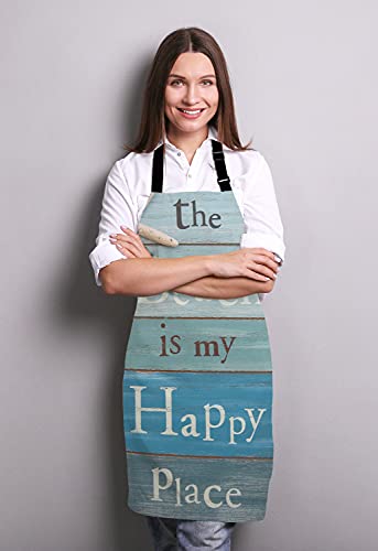 The Beach Is My Happy Place Bib Apron with Adjustable Neck for Men Women