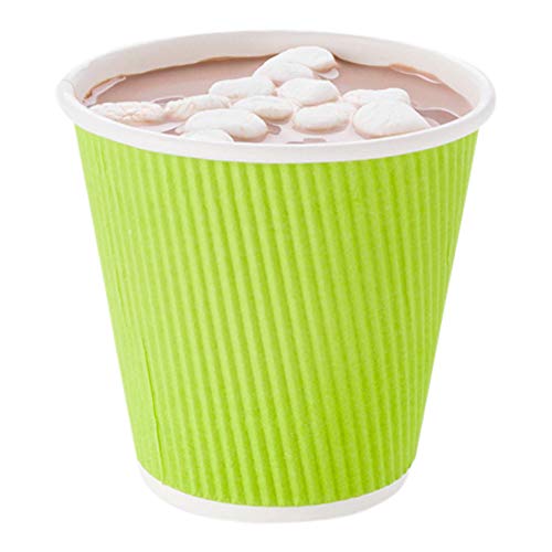 Ripple Wall Coffee Cups 25 Count 8 Ounce Insulated Eco Green Paper Cups
