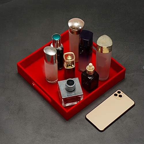 Sturdy Red Acrylic Serving Tray with Handles