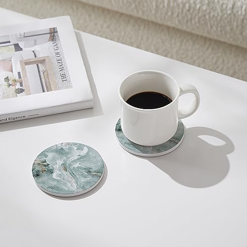 Set of 6 Abstract Marble Coasters with Holder (6 Count)