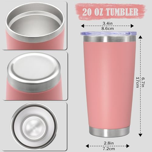 20oz Tumbler Insulated Coffee Tumblers with Lid Stainless Steel Pink 8P (8 Count)