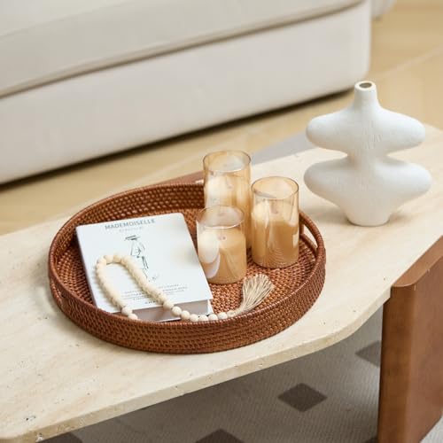 16.9 inch Round Rattan Tray