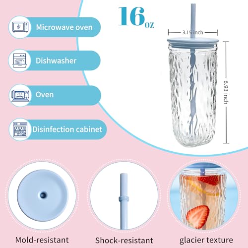 16oz Glass Tumbler with Lid and Straw