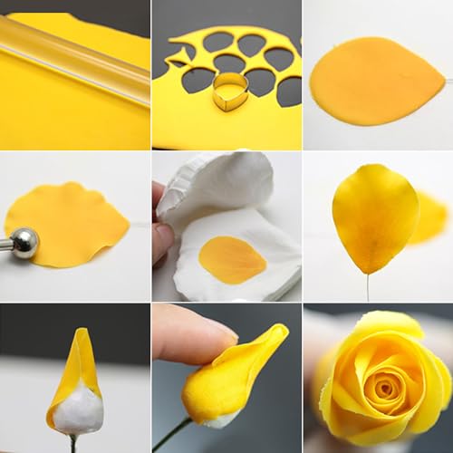 31Pcs Austin Rose Cutter Set Rose Petals Silicone Fondant Mould Veining Petal Sugar Flower Making Tool