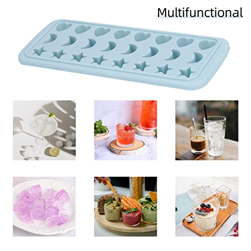 Moon Stars and Heart Ice Cube Tray Silicone Molds with Liquid Dropper
