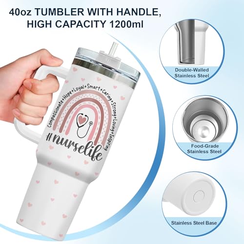 Nurse Funny Nursing 40 oz Tumbler with Handle