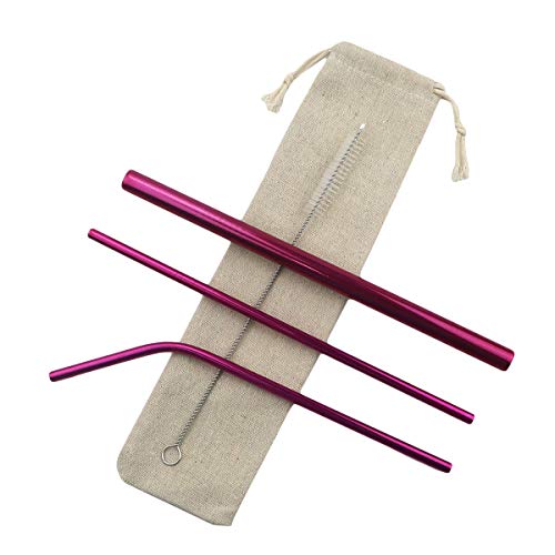 Metal Straws Stainless Steel Straws 8.5" Drinking Straws Reusable 4 Set