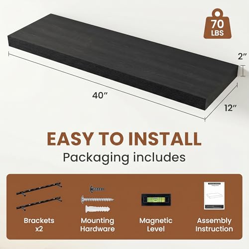 Deep Floating Shelves 40x12” Set of 2 (2 Count)