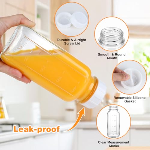 4 Pack 16 OZ Glass Milk Bottles with Lids (4 Count)