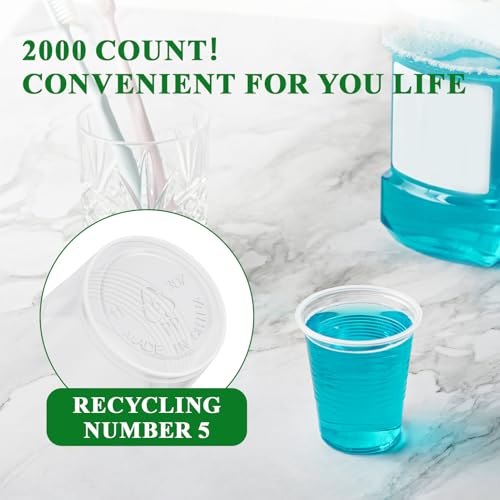 2000 Pack 3 OZ Clear Small Disposable Plastic Shot Cups for Bathroom (2000 Count)