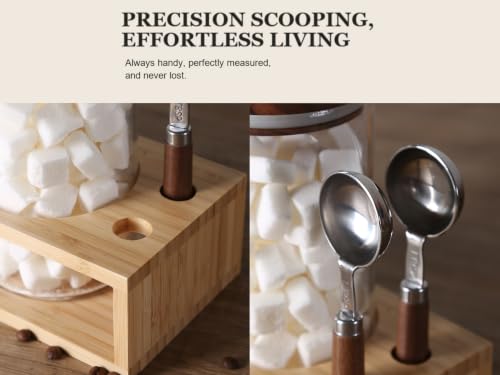 KKC HOME ACCNETS Glass Canister Set with Bamboo Rack & Scoops (2 Count)