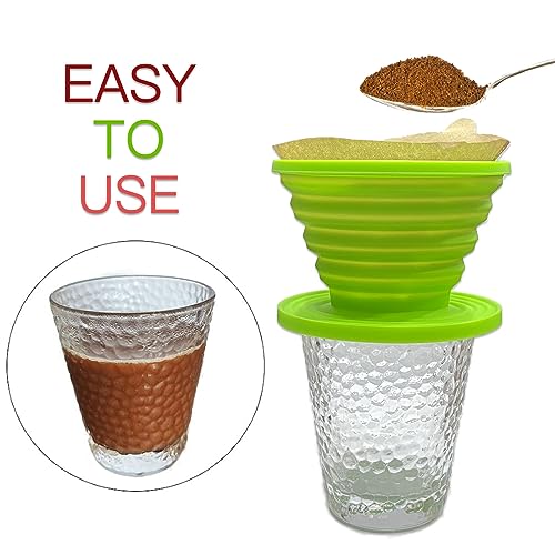 Collapsible Coffee Dripper Filter Reusable with 5 Paper Filters