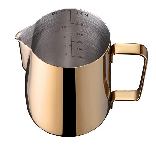 Milk Frothing Pitcher 12oz Stainless Steel Perfect for Latte Art