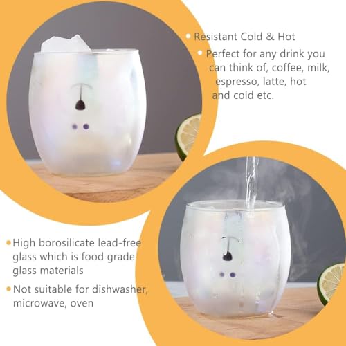 Cute Mugs Double Wall Glass Coffee Glass Cup Kawaii Bear Tea Milk Cup Funny Mug Animal Mug Aesthetic Cup for Office and Personal Birthday Gift