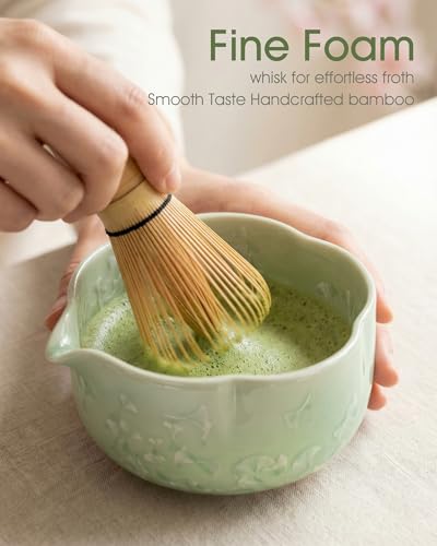 Matcha Set, 4-Piece Matcha Whisk Set with Crystal Glazed Bowl (4 Count)