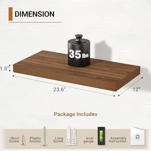 24 Inch Deep Floating Shelves (2 Count)