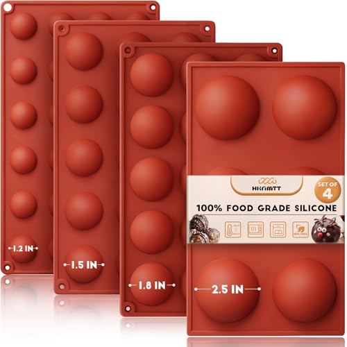 Hemisphere Silicone Molds 4 Size Set for Hot Cocoa Chocolate Bombs Valentines Semi Ball Making Kit Cake Decor Mould