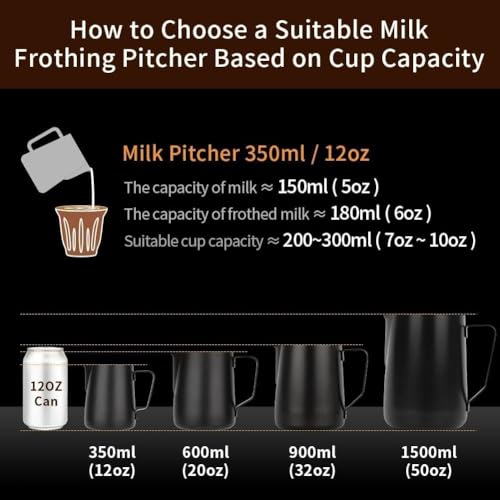 12oz Milk Frothing Pitcher Stainless Steel Espresso Steaming Jug