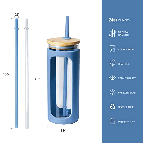 20oz Glass Tumbler with Straw and Lid