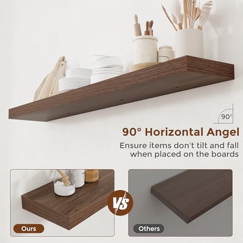 55 Inch Floating Shelves for Wall 8 Inch Deep Walnut Shelves Set of 2 (2 Count)