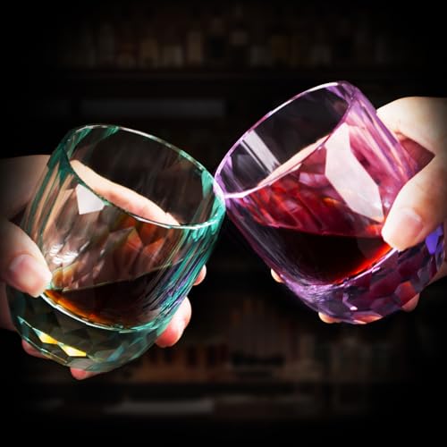 Crystal Whiskey Glasses Set of 2 Hand Blown Old Fashioned Glasses (2 Count)