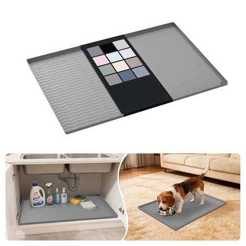 Waterproof Silicone Under Sink Mat 28'' x 22'' Shelf Liner for Kitchen and Bathroom