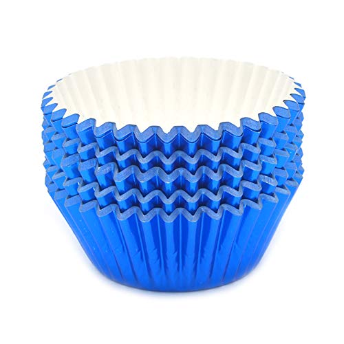 Standard Blue Foil Cupcake Liners Muffin Baking Cups for Party and More (100 Count)