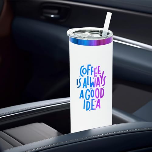 20 oz Skinny Tumblers Bulk with Lids and Straws White (8 Count)