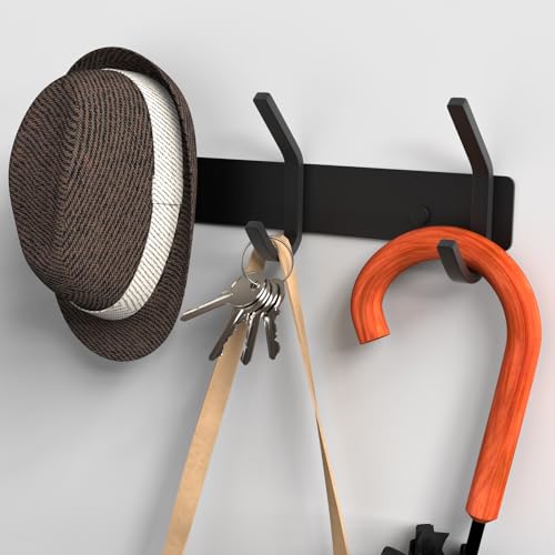 2PACK Coat Hooks Wall Hook for Hanging Clothes Robes Towels Hats Heavy Duty Coat Hanger Coat Rack Wall Mount with 3 Hooks (2 Count)