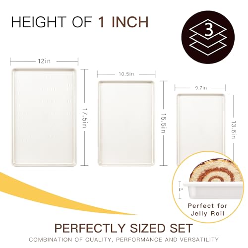 3 Pack Nonstick Ceramic Baking Sheet Pan Set for Oven (3 Count)