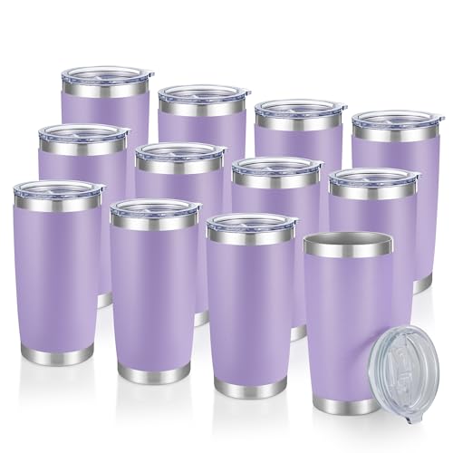20 oz Tumblers Bulk Stainless Steel Tumbler with Lid (12 Count)