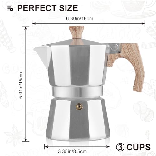 Stovetop Espresso Maker 3 Cups Moka Pot Cuban Coffee Maker Stovetop Coffee Maker Moka Italian Espresso