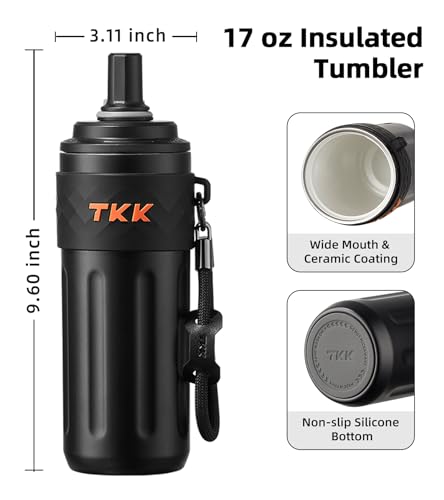 17 OZ Travel Tumbler Ceramic Lining with Straw Lid