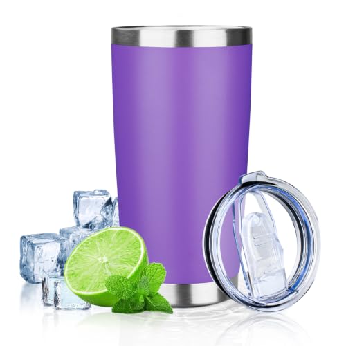 20oz Tumbler with Lid Double Wall Vacuum Insulated Travel Coffee Mug Stainless Steel Thermal Cup Powder Coated Sturdy Coffee Tumbler for Hot and Cold Beverage