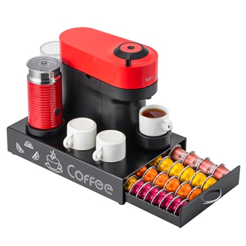 for Vertuo Pod Holder Coffee Pod Storage for Nespresso Pod Organizer Black Metal Fits All Size Vertuo Pods