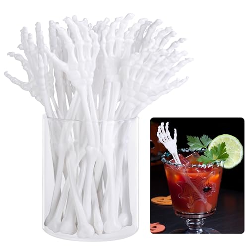 25 Pcs 5.9''x1.5'' Halloween Skeleton Cocktail Stirrers