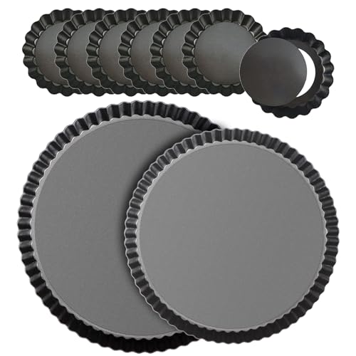 Tart Pan Set 11 & 9 Inch Tart Pans with 6Pcs 4 Inch Mini Pans. (8 Count)