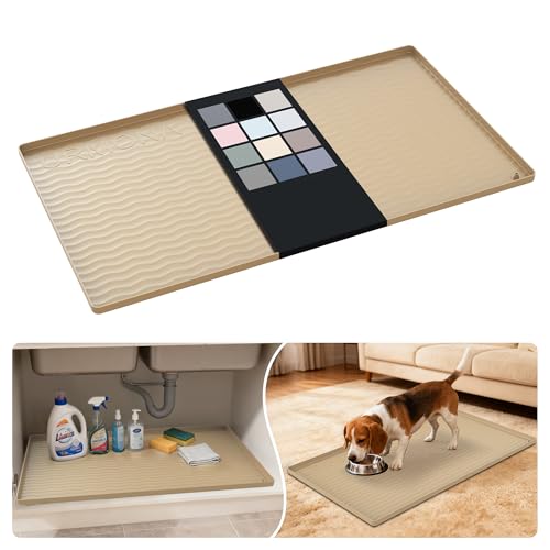 Waterproof Silicone Under Sink Mat 34'' x 19'' Shelf Liner for Kitchen and Bathroom