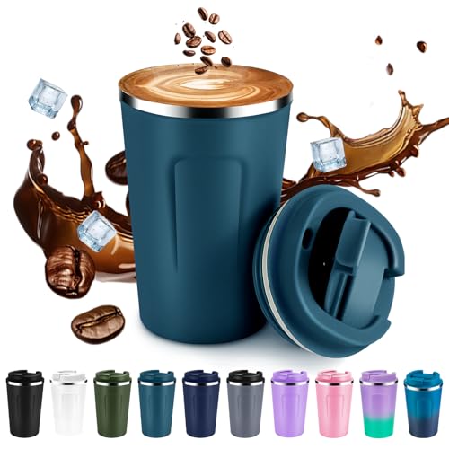 12 oz Double Wall Insulated Vacuum Travel Coffee Mug with Flip Lid